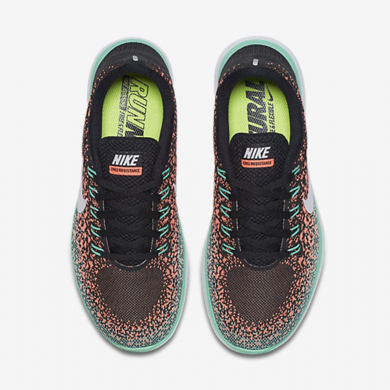 Juoksu Nike Free Rn Distance Naisten Musta Kirkas Mango Vihreä Tarrat Valkoinen