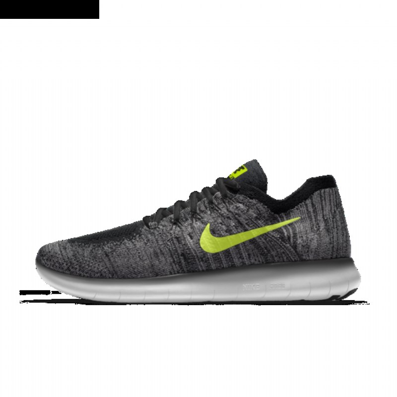 Juoksu Nike Free Rn Flyknit Miesten Black White Volt