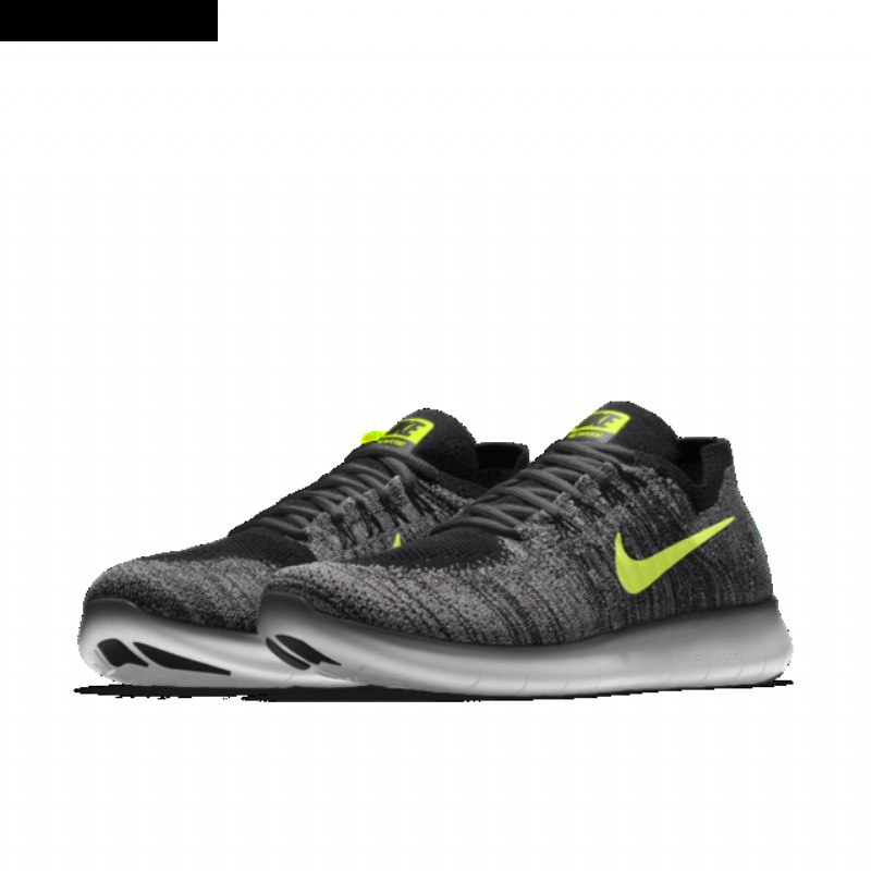 Juoksu Nike Free Rn Flyknit Miesten Black White Volt