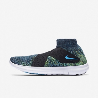 Juoksu Nike Free Rn Motion Flyknit 2017 Miesten Musta Volt Valkoinen Sininen Kloori