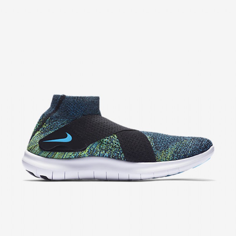 Juoksu Nike Free Rn Motion Flyknit 2017 Miesten Musta Volt Valkoinen Sininen Kloori