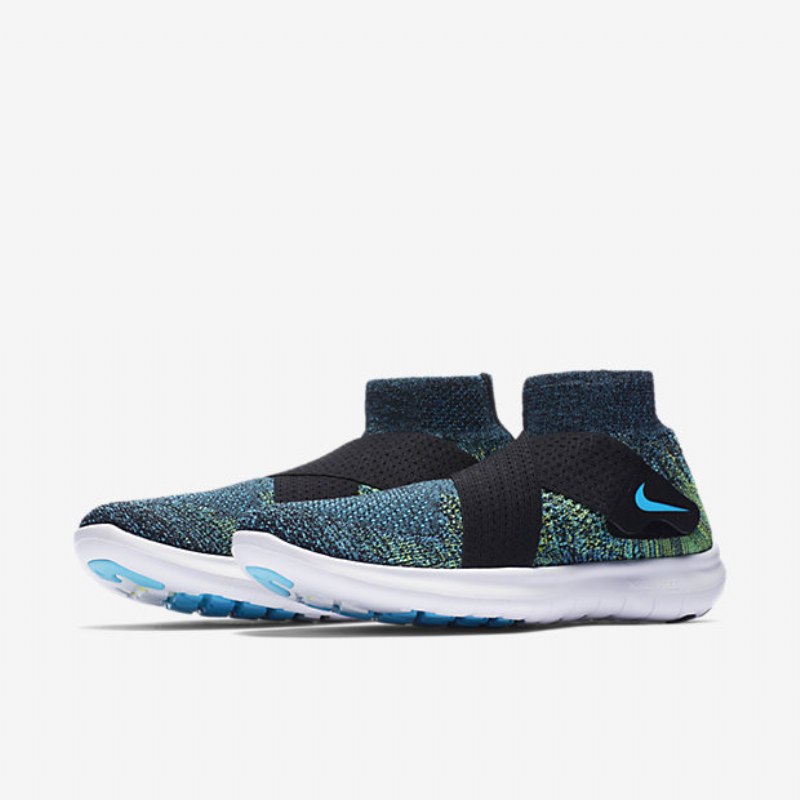 Juoksu Nike Free Rn Motion Flyknit 2017 Miesten Musta Volt Valkoinen Sininen Kloori