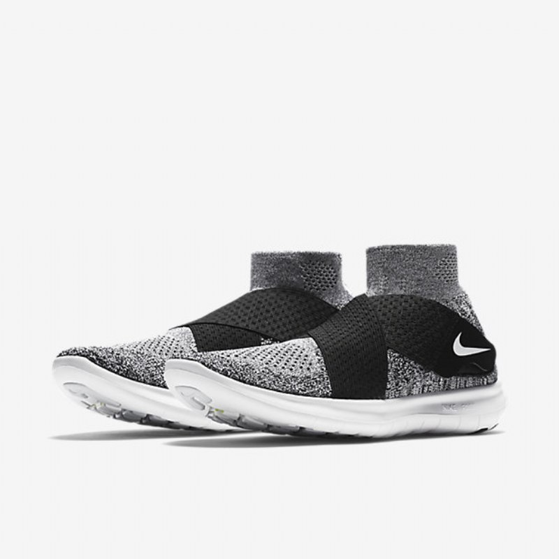 Juoksu Nike Free Rn Motion Flyknit 2017 Nainen Musta Puhdas Platinaa Wolf Harmaa Valkoinen
