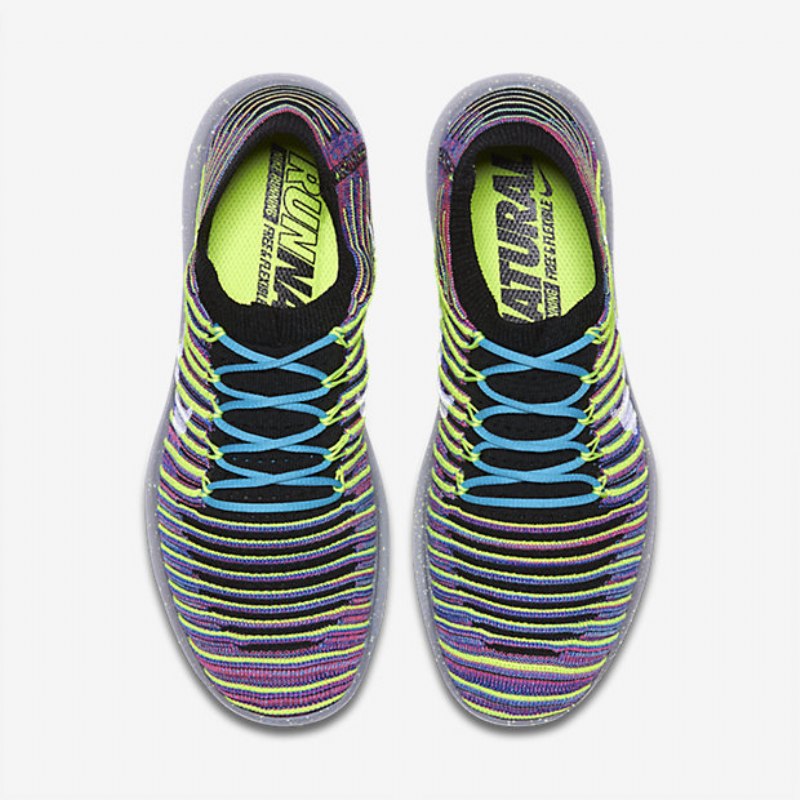 Juoksu Nike Free Rn Motion Flyknit Naisten Musta Sininen Juoksija Explosion Pink White