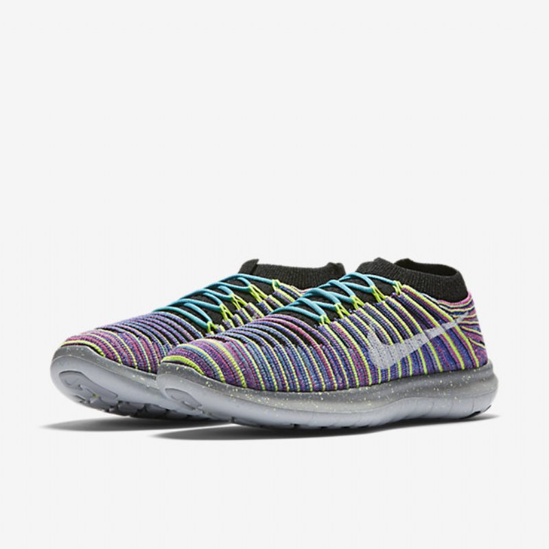 Juoksu Nike Free Rn Motion Flyknit Naisten Musta Sininen Juoksija Explosion Pink White