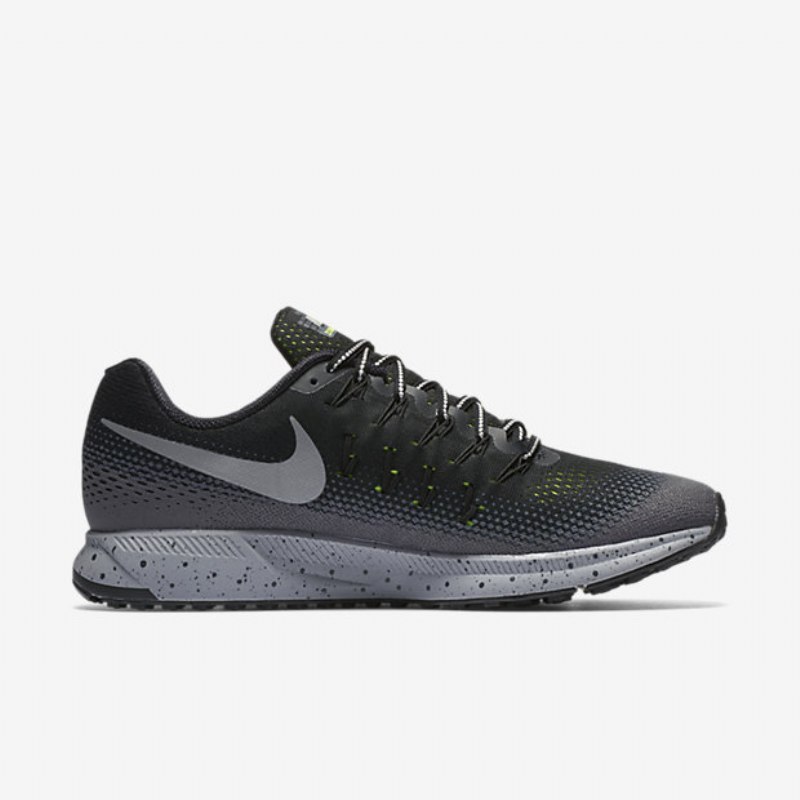 Juoksu Nike Zoom Air Pegasus 33 Shield Miesten Musta Tummanharmaa Stealth Hopea Metallinen