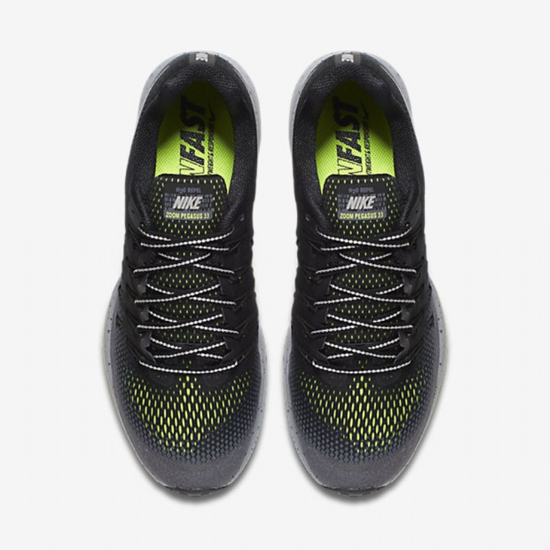 Juoksu Nike Zoom Air Pegasus 33 Shield Miesten Musta Tummanharmaa Stealth Hopea Metallinen