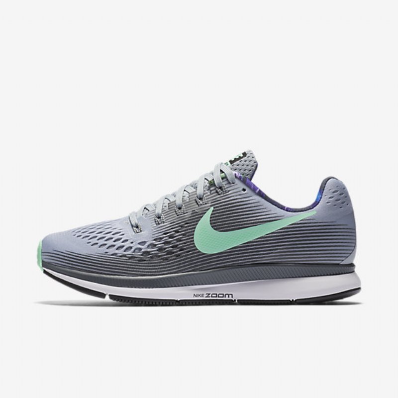 Juoksu Nike Zoom Air Pegasus 34 Naisten Solstice Wolf Harmaa Tummanharmaa Valkoinen Vihreä Kiiltävä