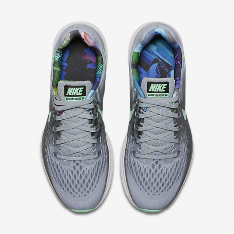 Juoksu Nike Zoom Air Pegasus 34 Naisten Solstice Wolf Harmaa Tummanharmaa Valkoinen Vihreä Kiiltävä