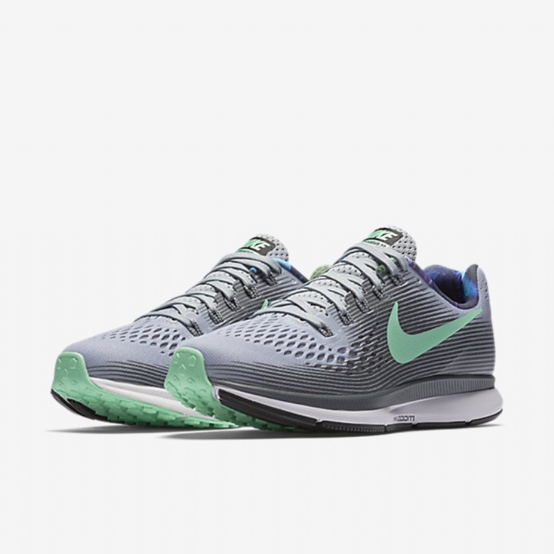 Juoksu Nike Zoom Air Pegasus 34 Naisten Solstice Wolf Harmaa Tummanharmaa Valkoinen Vihreä Kiiltävä