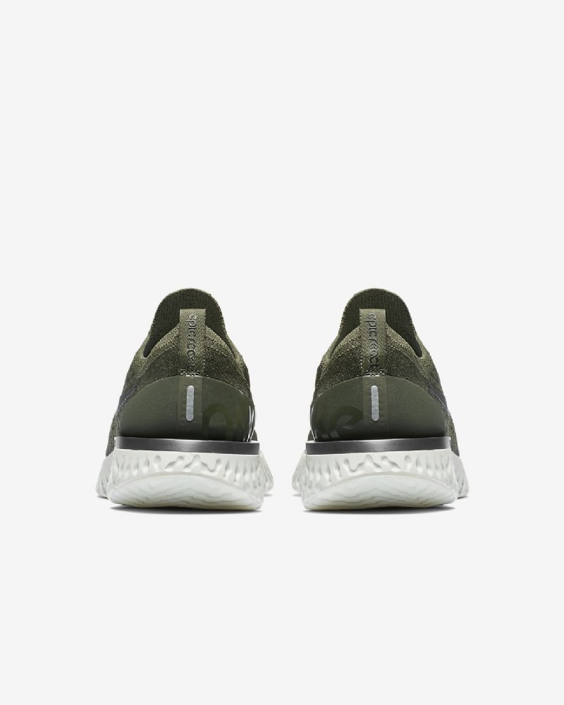 Juoksukengät Nike Epic Miesten React Flyknit Khaki Cargo Camper Kirjava Vihreä Hopea Kirkas Musta