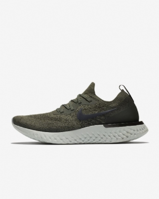 Juoksukengät Nike Epic React Flyknit Naiset Khaki Cargo Camper Kirjava Vihreä Hopea Kirkas Musta