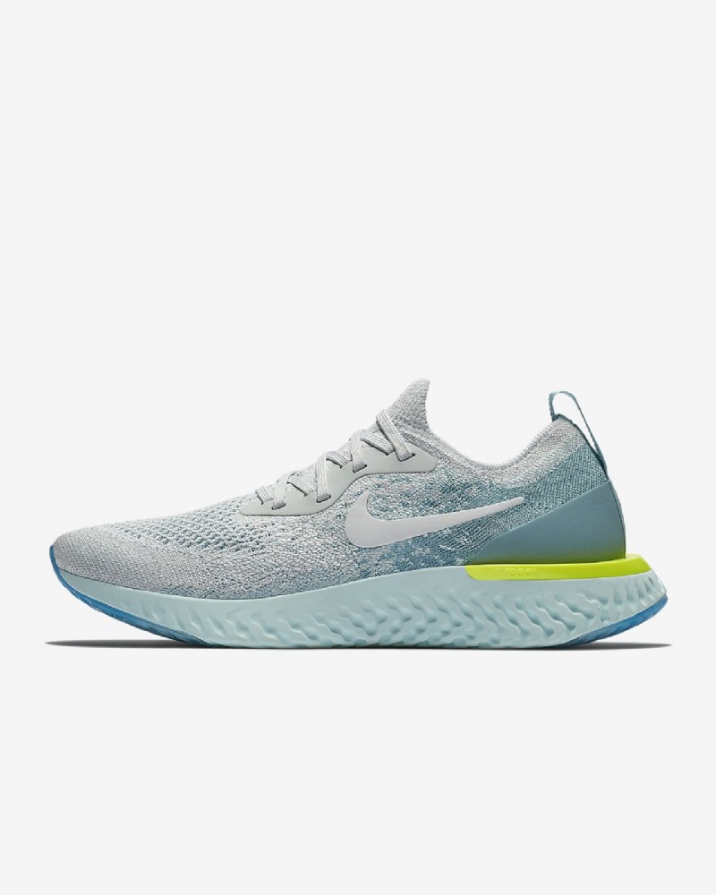 Juoksukengät Nike Epic React Flyknit Naisten Pure Platinum Blue Kiille Glow Volt
