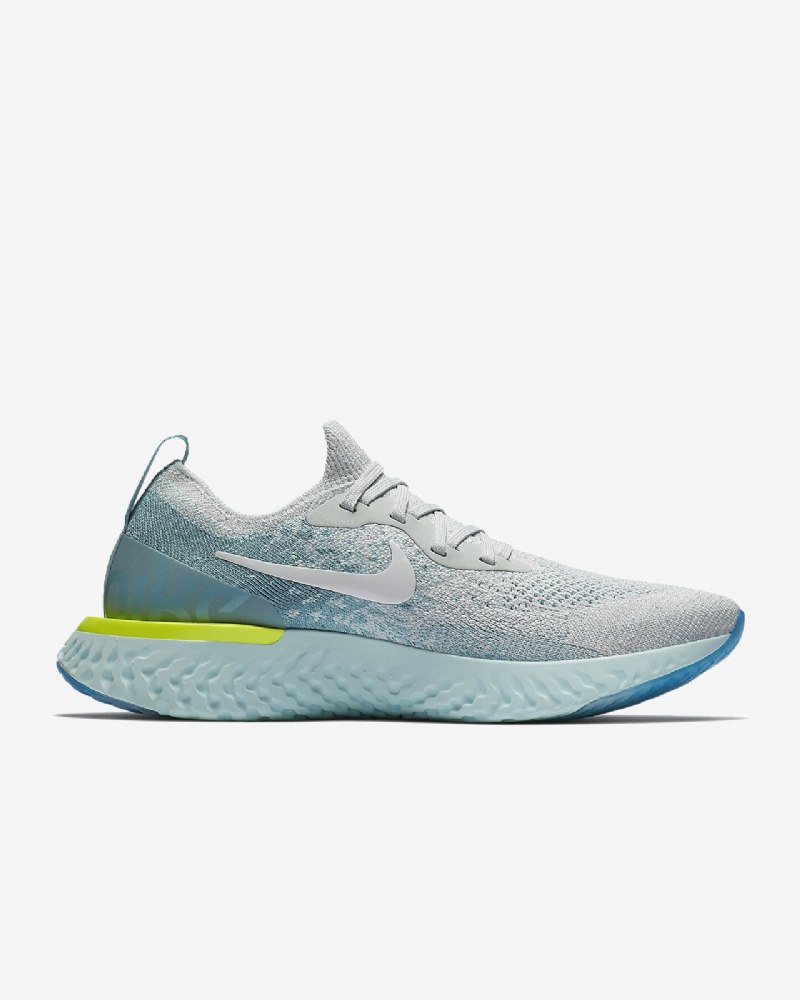Juoksukengät Nike Epic React Flyknit Naisten Pure Platinum Blue Kiille Glow Volt