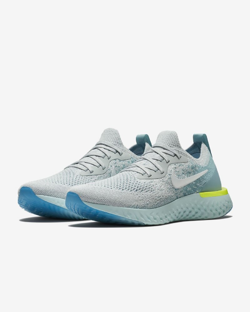 Juoksukengät Nike Epic React Flyknit Naisten Pure Platinum Blue Kiille Glow Volt
