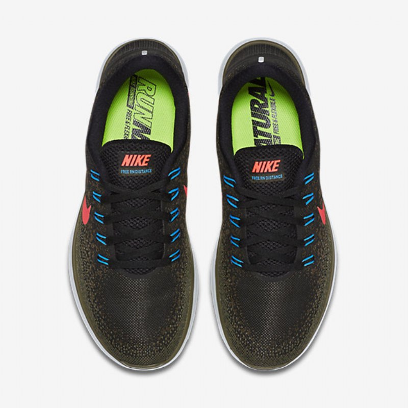 Juoksukengät Nike Free Miesten Rn Distance Black Dark Loden Olive Medium Mango Brilliant