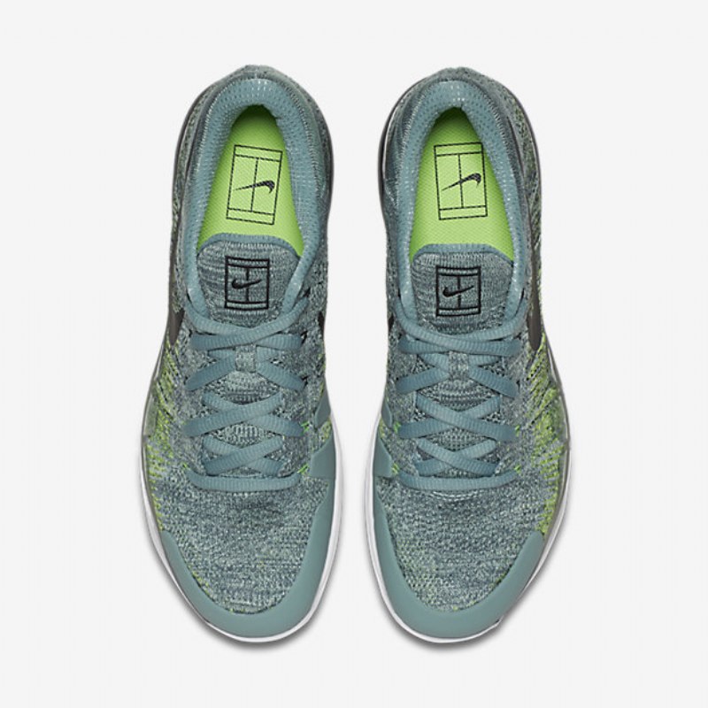 Juoksukengät Zoom Vapor Nikecourt Flyknit Hard Court Miesten Canon Electric Green Emali Musta