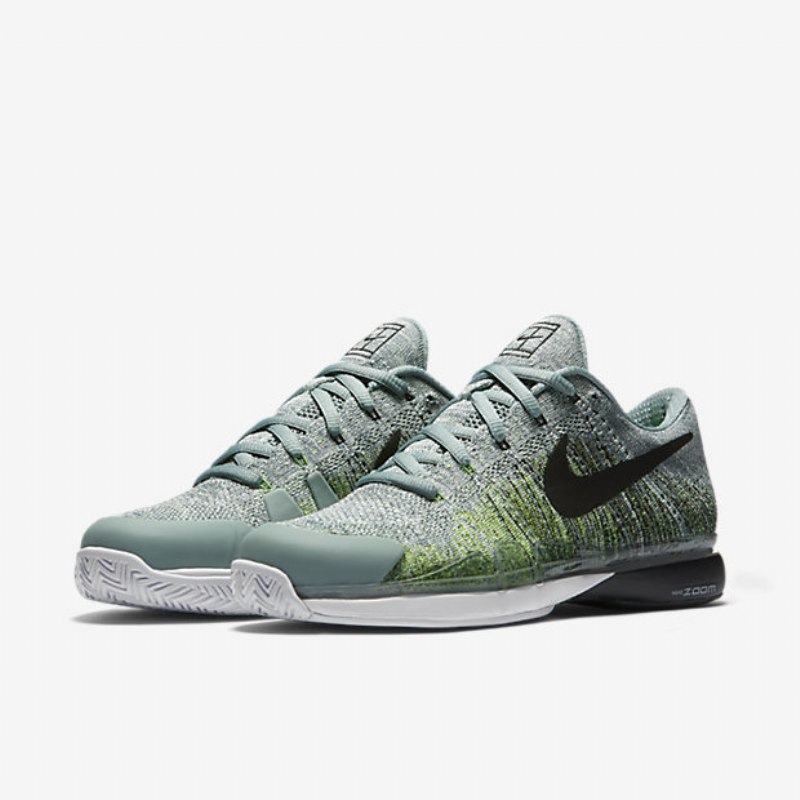 Juoksukengät Zoom Vapor Nikecourt Flyknit Hard Court Miesten Canon Electric Green Emali Musta