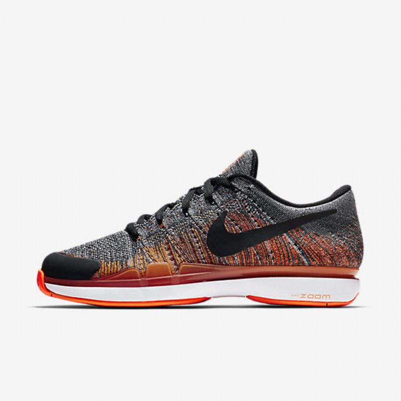 Juoksukengät Zoom Vapor Nikecourt Flyknit Hard Court Miesten Musta Kirpeä Valkoinen