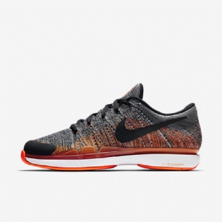 Juoksukengät Zoom Vapor Nikecourt Flyknit Hard Court Miesten Musta Kirpeä Valkoinen