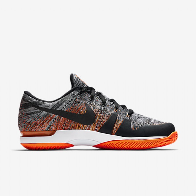 Juoksukengät Zoom Vapor Nikecourt Flyknit Hard Court Miesten Musta Kirpeä Valkoinen