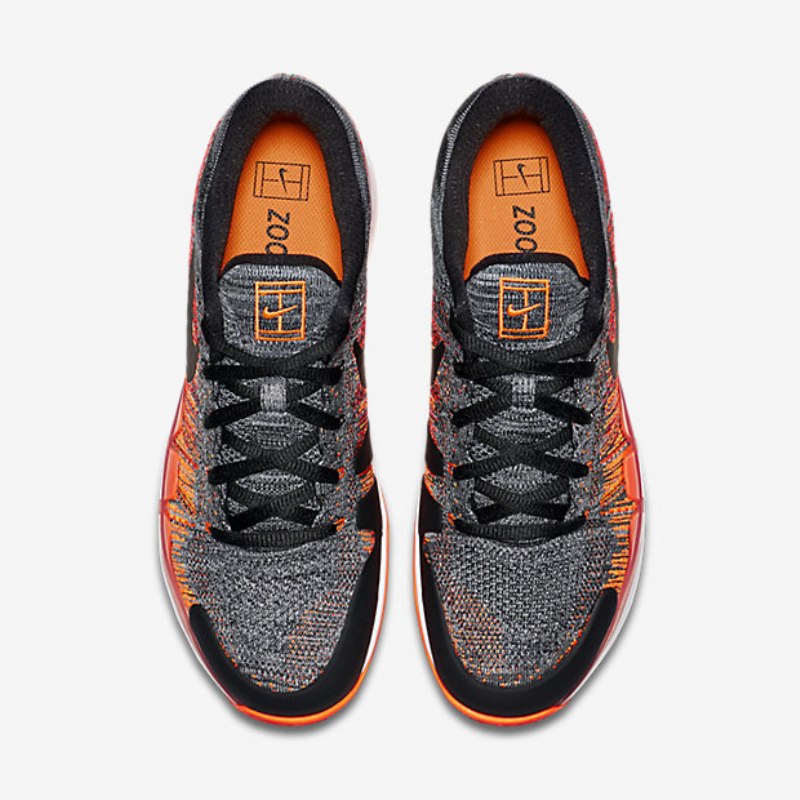Juoksukengät Zoom Vapor Nikecourt Flyknit Hard Court Miesten Musta Kirpeä Valkoinen