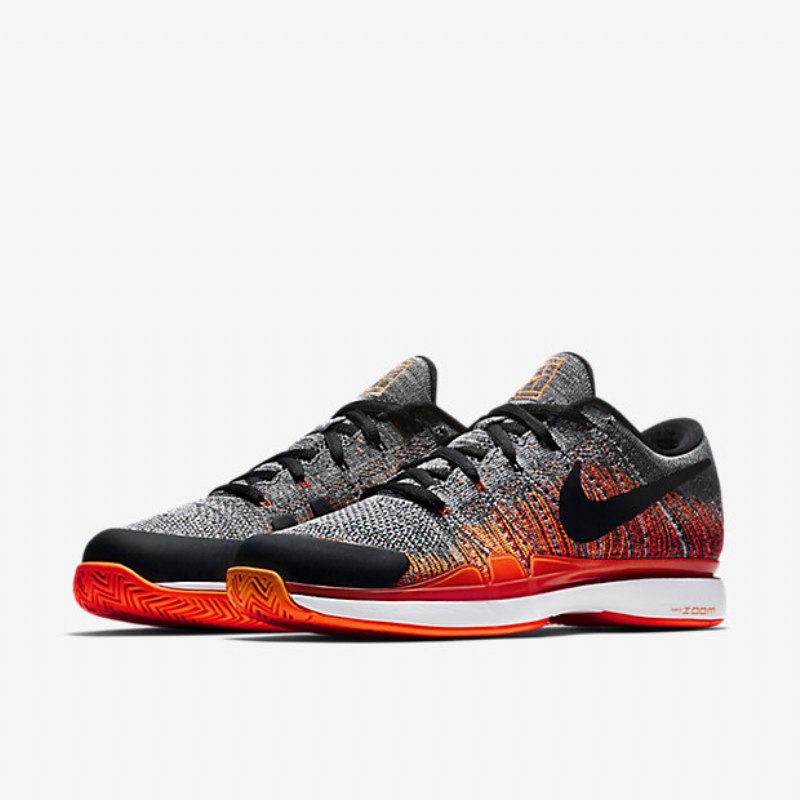 Juoksukengät Zoom Vapor Nikecourt Flyknit Hard Court Miesten Musta Kirpeä Valkoinen
