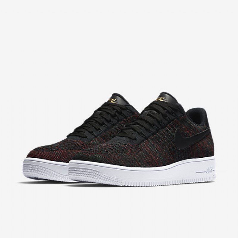 Nike Air Force 1 Low Miesten Flyknit Black Metallic Gold White