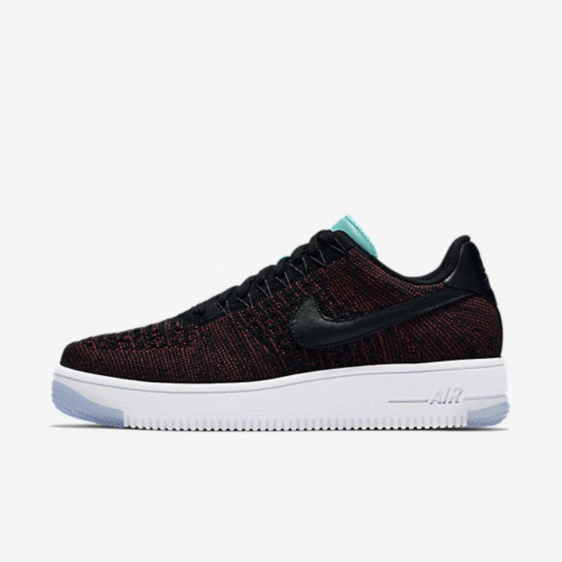 Nike Air Force 1 Low Naisten Flyknit Black Red Team Jade Läpinäkyvä