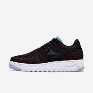 Nike Air Force 1 Low Naisten Flyknit Black Red Team Jade Läpinäkyvä