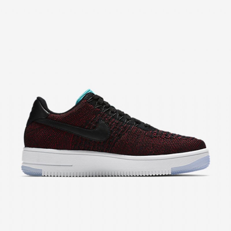Nike Air Force 1 Low Naisten Flyknit Black Red Team Jade Läpinäkyvä