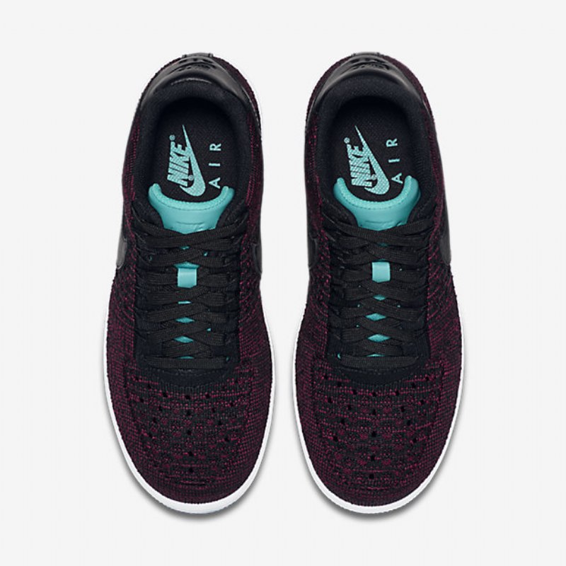 Nike Air Force 1 Low Naisten Flyknit Black Red Team Jade Läpinäkyvä