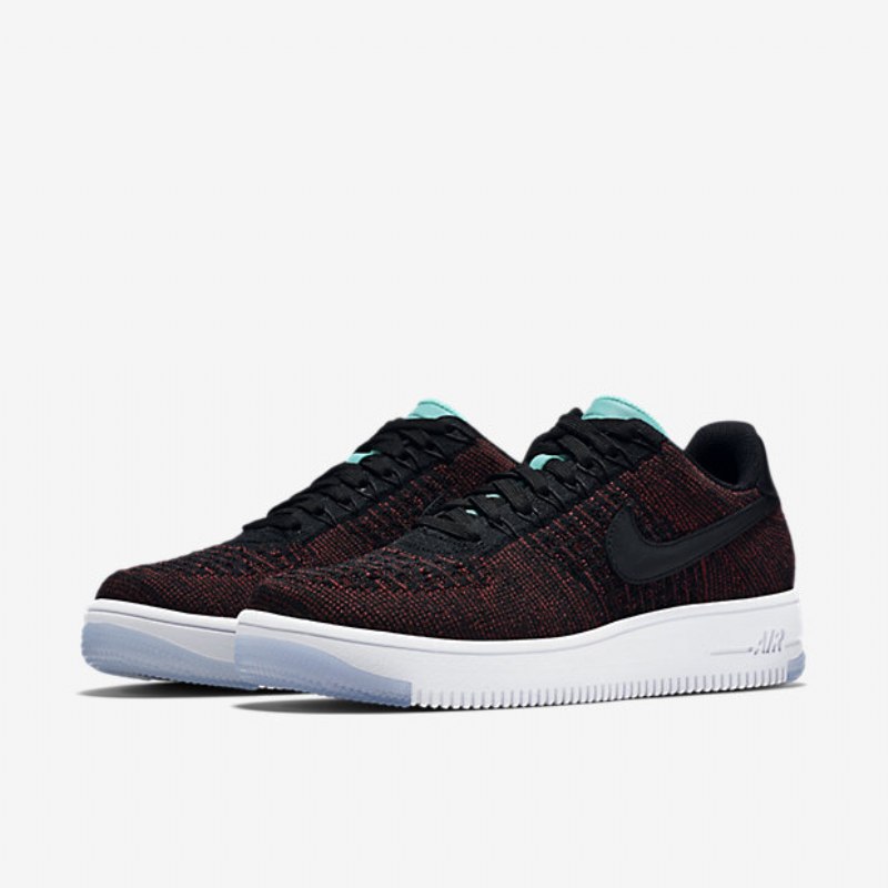 Nike Air Force 1 Low Naisten Flyknit Black Red Team Jade Läpinäkyvä