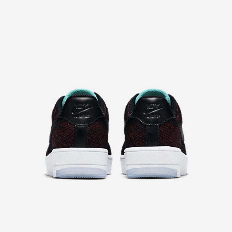 Nike Air Force 1 Low Naisten Flyknit Black Red Team Jade Läpinäkyvä