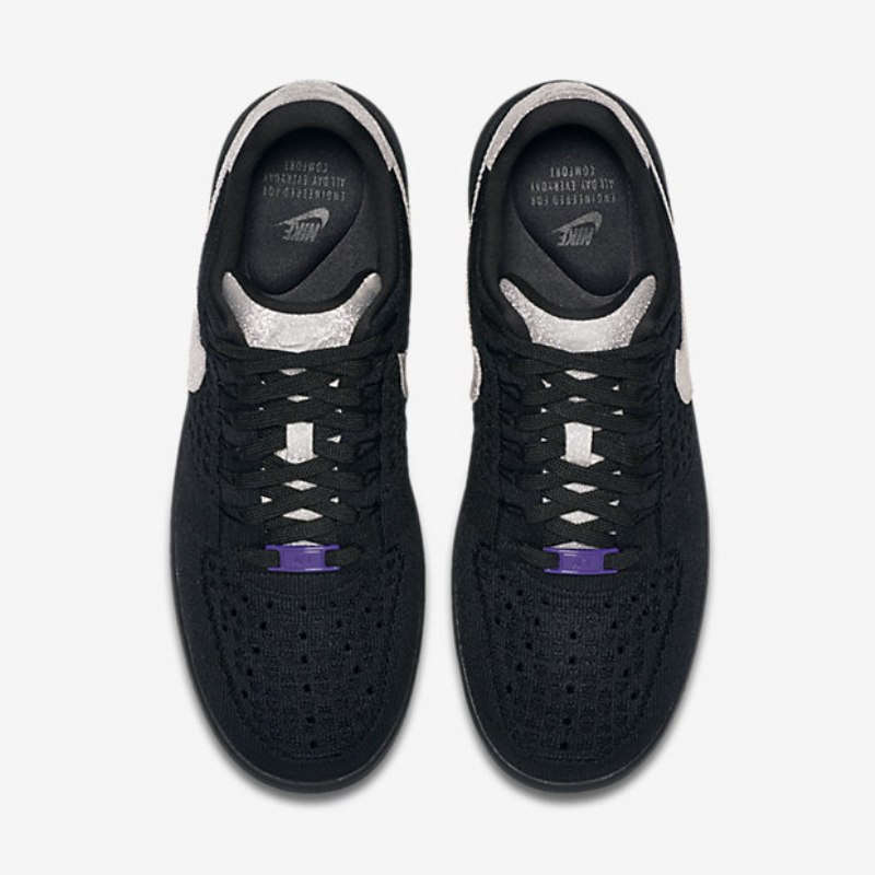 Nike Air Force 1 Low Ultra Flyknit Qs Miesten Musta Metallihopea
