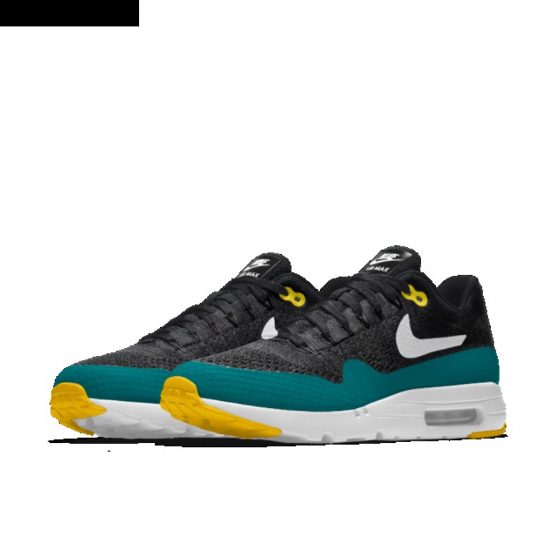 Nike Air Max 1 Miesten Ultra Flyknit Musta Vihreä Valkoinen Keltainen