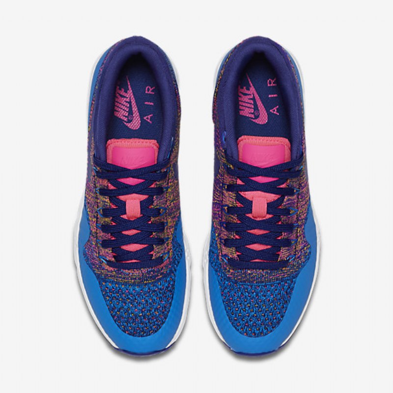 Nike Air Max 1 Naiset Ultra Flyknit Sininen Valokuva Vaaleanpunainen Explosion Lyijy Kulta Syvä Royal Blue