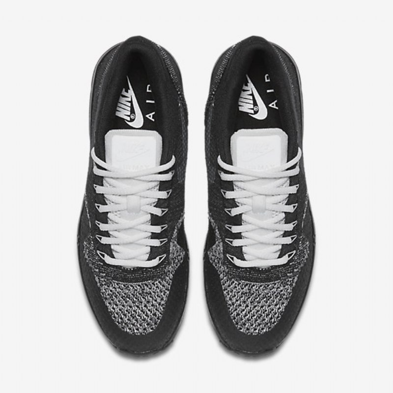Nike Air Max 1 Naisten Ultra Flyknit Musta Valkoinen Metallinen Hopea Antrasiitti