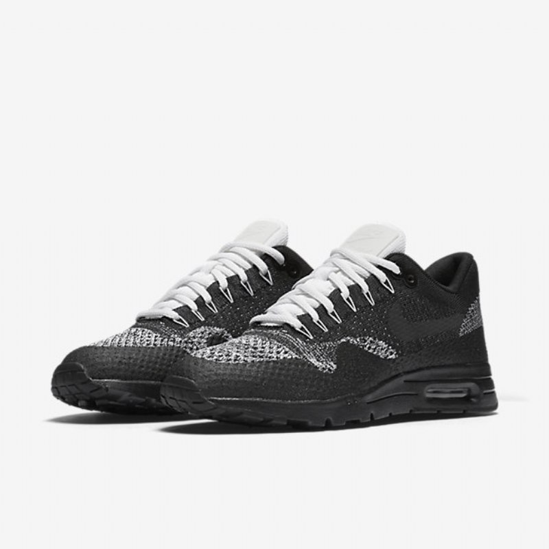 Nike Air Max 1 Naisten Ultra Flyknit Musta Valkoinen Metallinen Hopea Antrasiitti