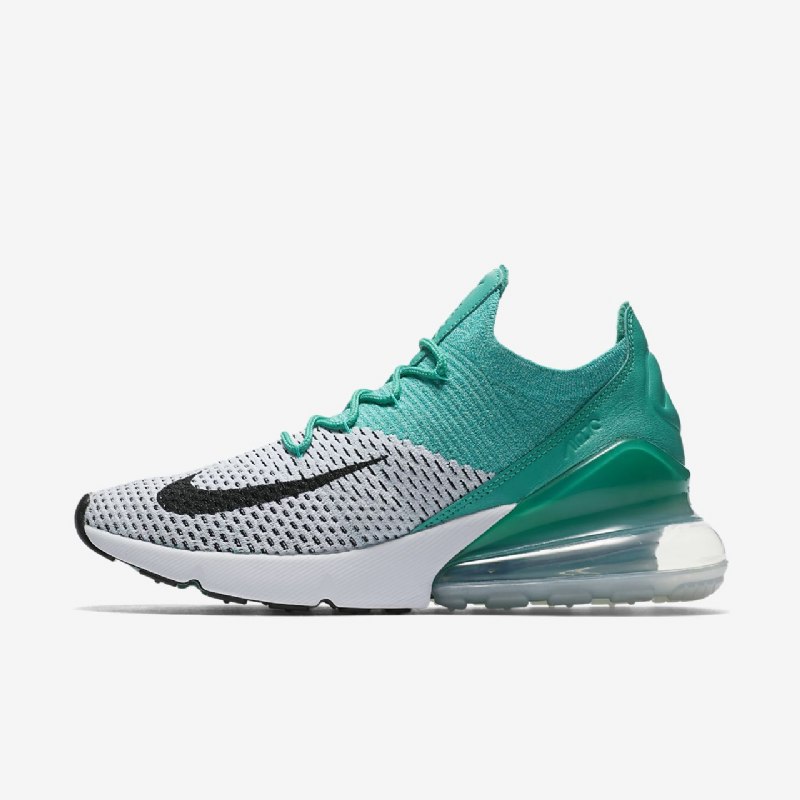 Nike Air Max 270 Flyknit Kengät Emerald Läpinäkyvä Pure Platinum White Black