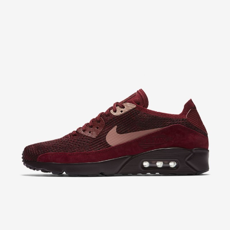 Nike Air Max 90 Miesten Ultra 2.0 Flyknit Black Team Bordeaux Tummanpunainen Ruoste