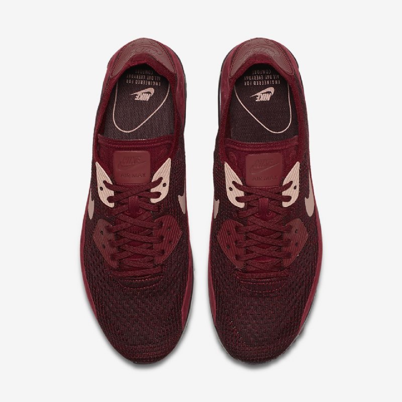 Nike Air Max 90 Miesten Ultra 2.0 Flyknit Black Team Bordeaux Tummanpunainen Ruoste