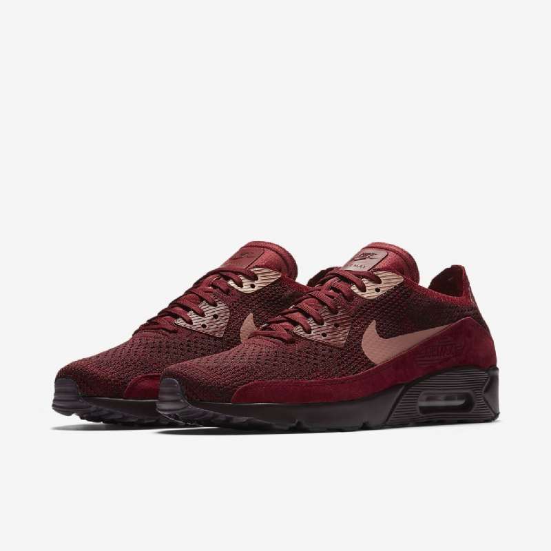 Nike Air Max 90 Miesten Ultra 2.0 Flyknit Black Team Bordeaux Tummanpunainen Ruoste