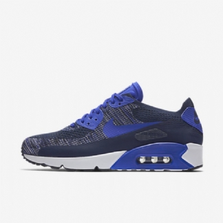 Nike Air Max 90 Miesten Ultra 2.0 Flyknit Navy University Valkoinen Musta Sininen Ensiarvoisen Tärkeä