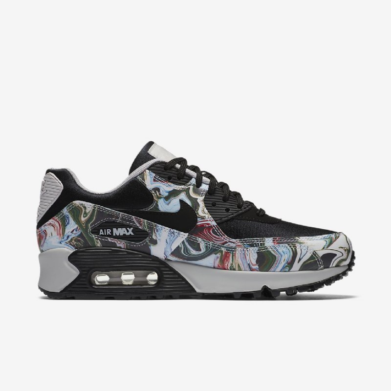 Nike Air Max 90 Naisten Marmoroitu Musta Harmaa Laaja