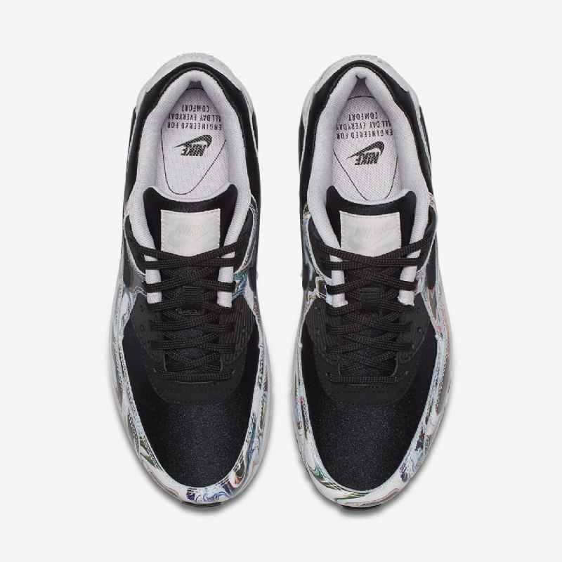 Nike Air Max 90 Naisten Marmoroitu Musta Harmaa Laaja