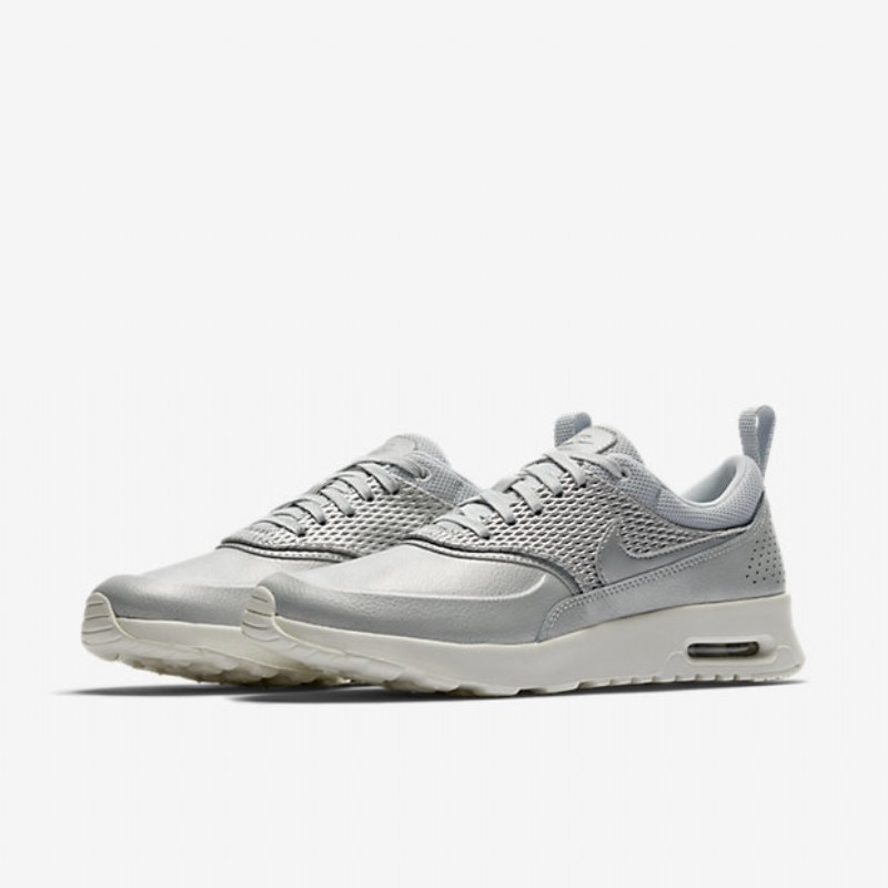 Nike Air Max Thea Premium Leather Naisten Platinum Metallic Purjehdus Pure