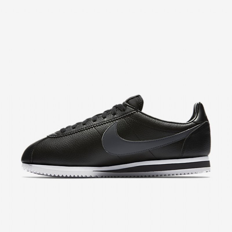 Nike Classic Cortez Leather Miesten Kengät Musta Valkoinen Tummanharmaa