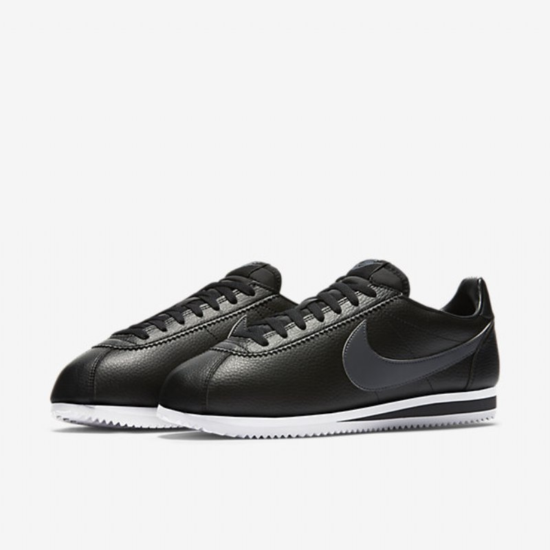 Nike Classic Cortez Leather Miesten Kengät Musta Valkoinen Tummanharmaa