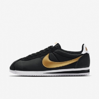 Nike Classic Cortez Nylon Unisex-kengät Musta Valkoinen Metallic Gold